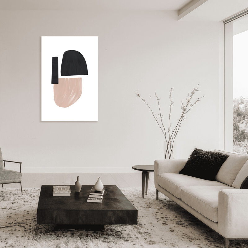 Black and Nude Abstract Shapes by Uplusmestudio - Picture Frame Painting on Paper, 24" H x 16" W x 1.5" D, Wrapped Canvas