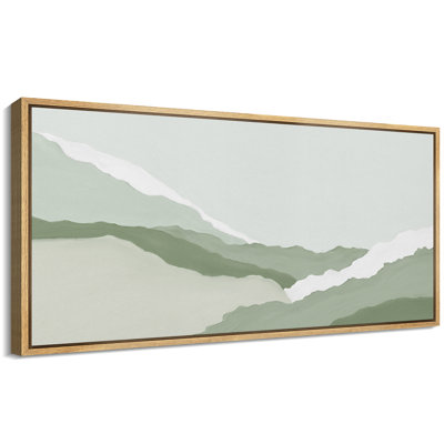 «Minimal Landscape Abstract Texture Green and White», reproduction sur toile