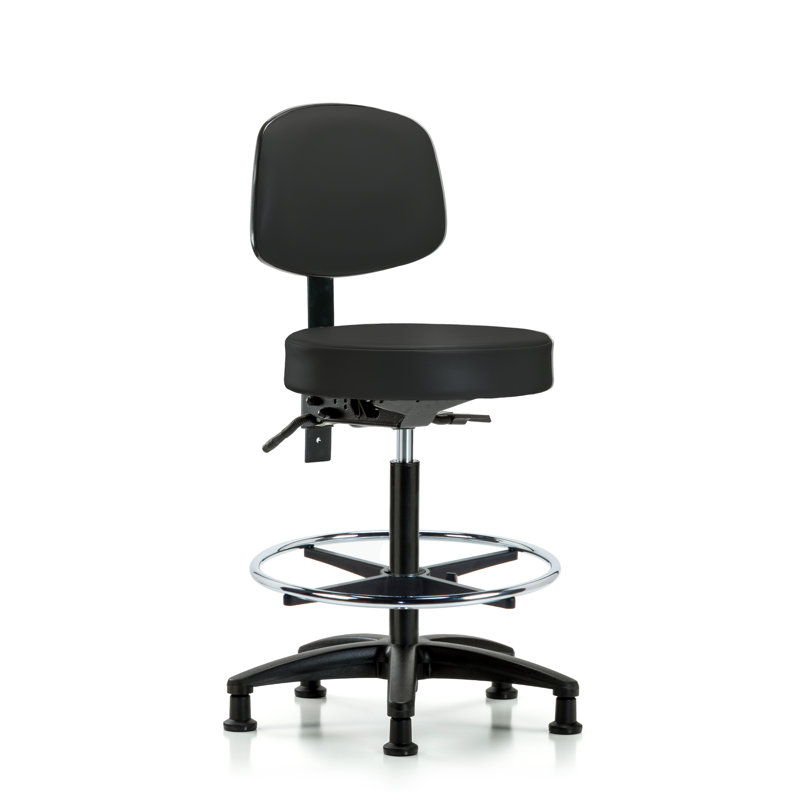 Tabouret de laboratoire Christa, Noir, Roulettes