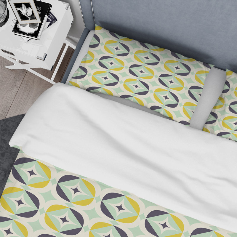 Diamond V rétro - ensemble de housse de couette abstrait rétro - polyester en microfibre