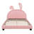 Upholstered Leather Platform Bed With Rabbit Ornament-744387595-759230256