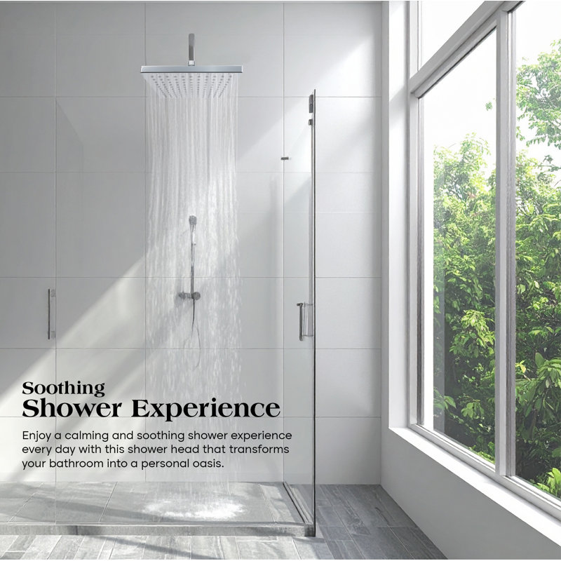 High Pressure Shower Head Rain Shower Head Chrome Plated Modern Design Square Rainfall Showerhead,Single Function Easy To Clean 8" Face