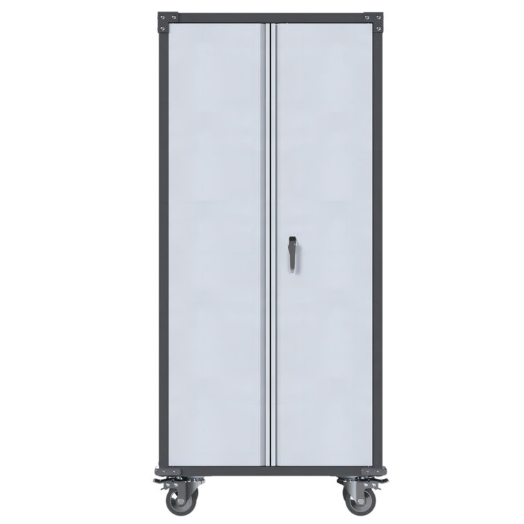 71 H x 31 W x 3.94 D Metal Cleaning Tool Broom Cabinet with Wheels  Lockable