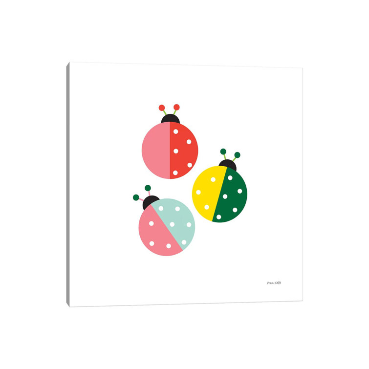 Ladybugs Three by Ann Kelle - Wrapped Canvas Print