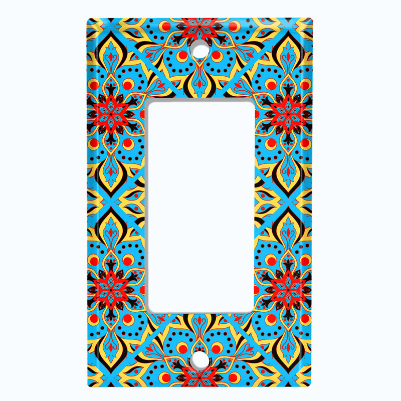 Plaque murale berçante bleue et rouge Mandala