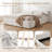 Dormal King Size Platform Bed with Thick Linen Headboard and Footboard Block Style Upholstered Grounded Design-132643227-132643225