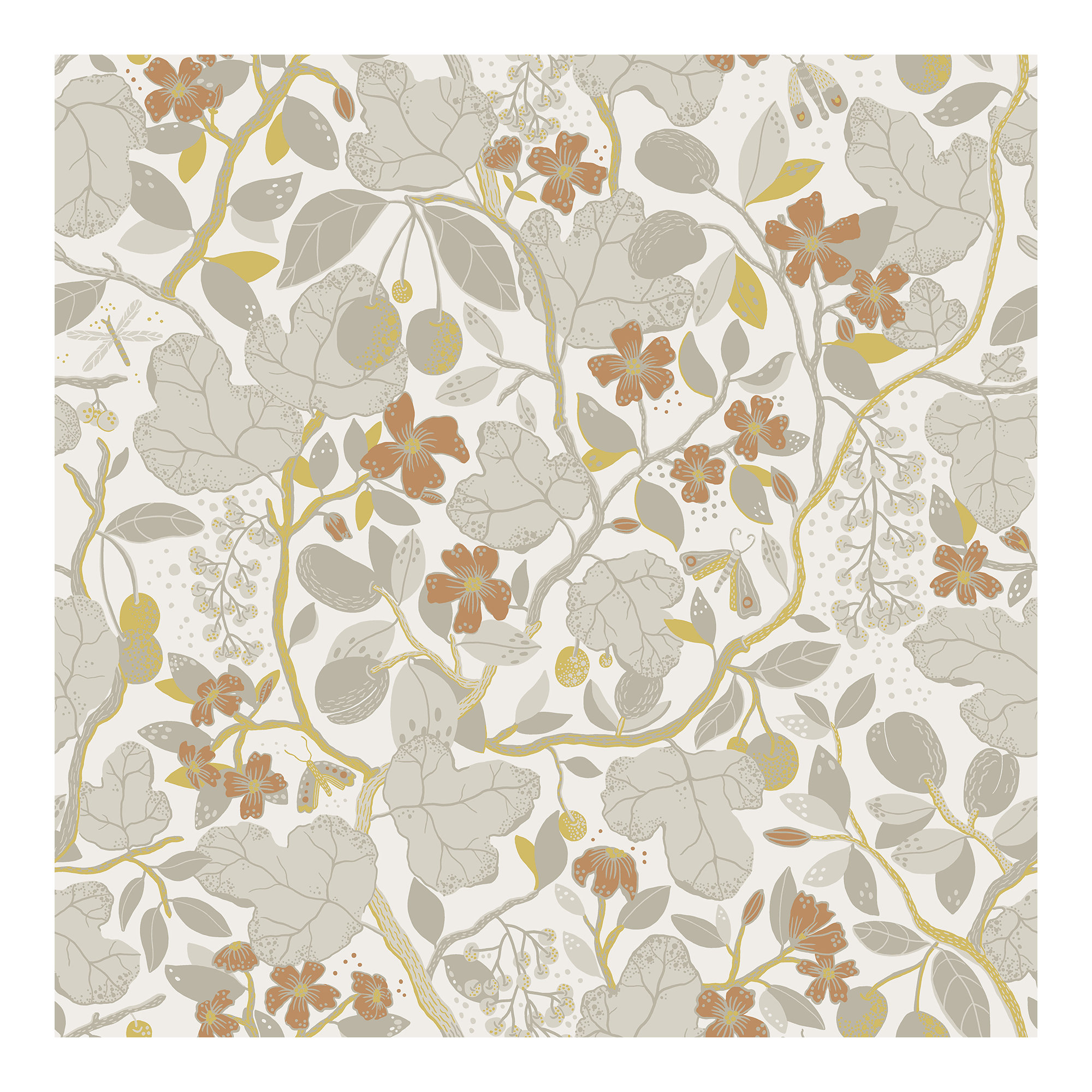 Wesler Floral Wallpaper, Gray