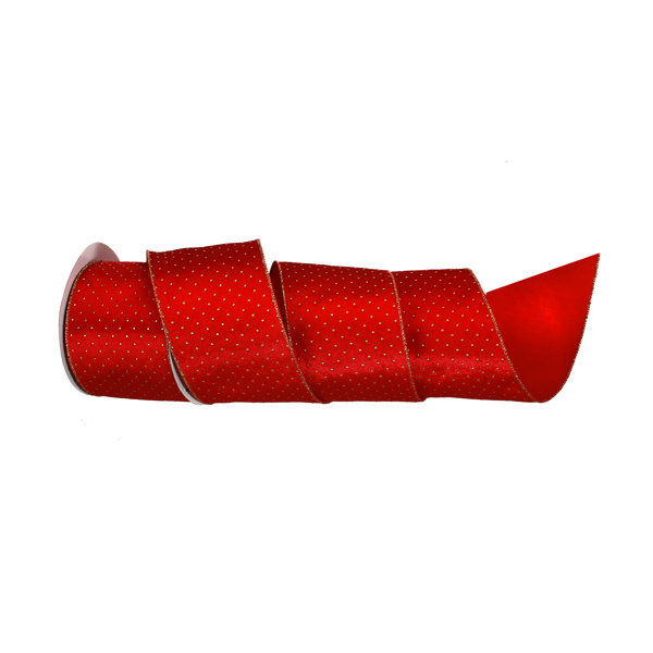 The Holiday Aisle® Metallic Dot Velvet Wired Ribbon | Wayfair Metallic Dot Velvet Wired Ribbon