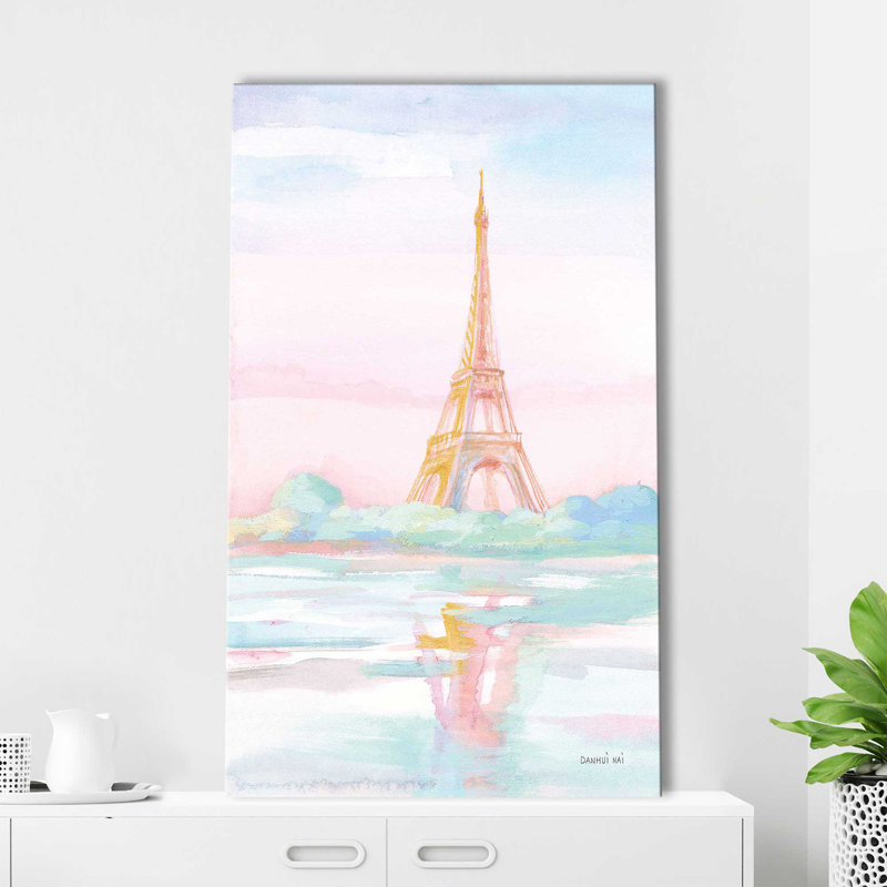 Pastel Paris V par Danhui Nai - Peinture, Toile tendue, H 48 po x l 28 po x P 1,5 po