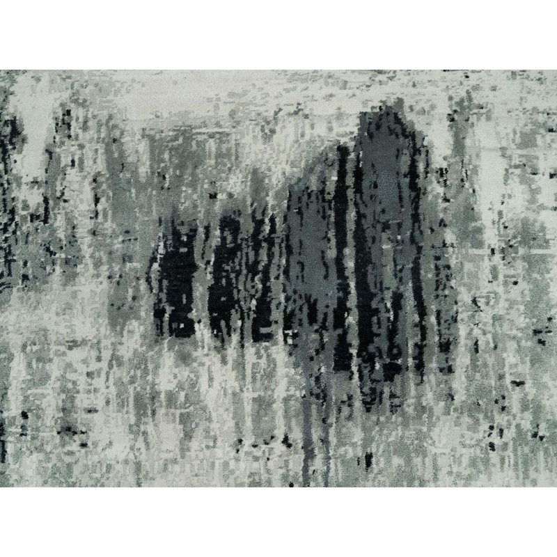 Tapis rond noir en laine et en soie noué à la main 10 pi x 10 pi Obsidian 163FD92B876542E88CB19030CF6DA90F