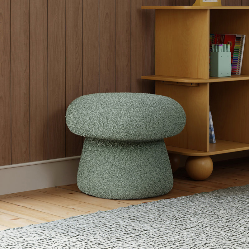 Mini Mushroom Pouf, Sage Teddy Loop, Standard