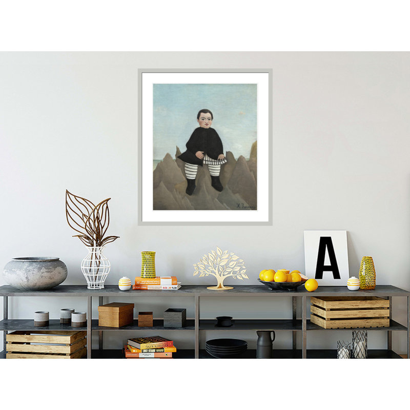 «Boy on the Rocks» par Henri Rousseau, impression giclée sur cadre, 39.1" H x 33.5" W