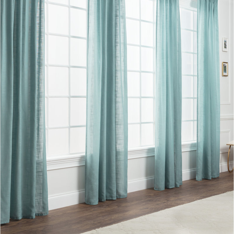 Misenheimer Solid Semi-Sheer Rod Pocket Curtain Panels, 52" x 108", Tan