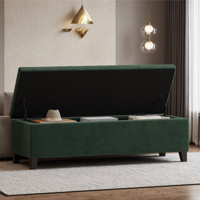 Indoor Jacquard Storage Ottoman Bench – Upholstered Entryway Bench with Lift-Top Hidden Storage, 51.25" – Tufted Seat, Rubberwood Legs, 300 lb Capacity – Multi-Functional Seating for Living Room, Bedroom, Hallway