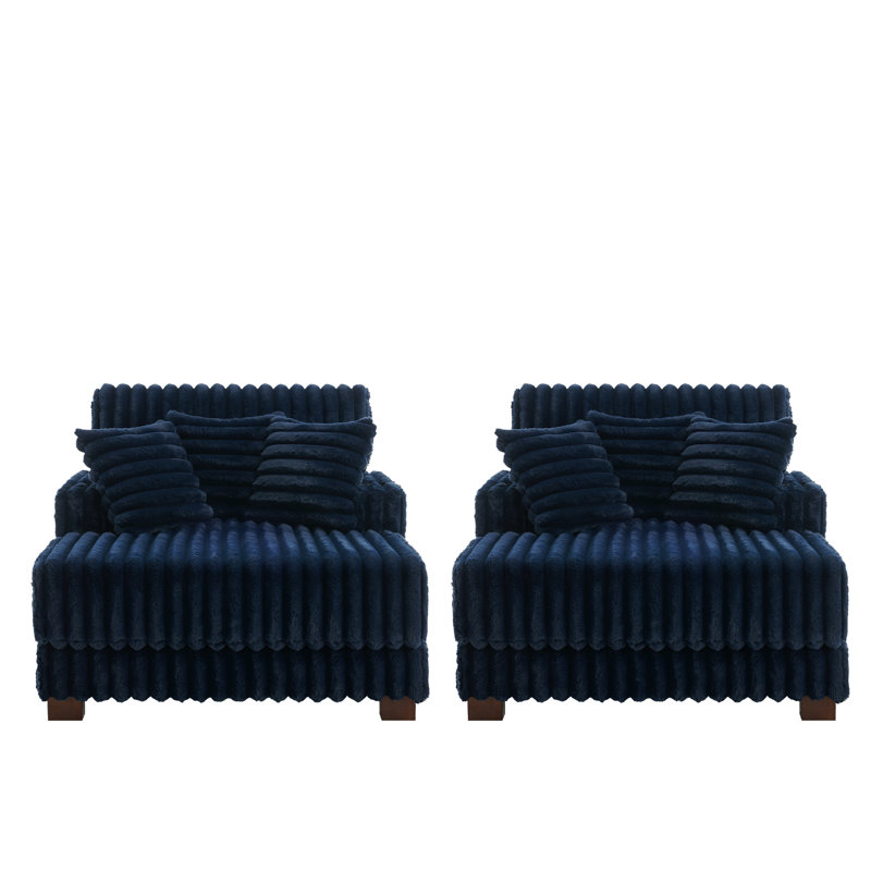 Upholstered Chaise Lounge, Navy