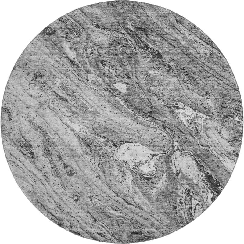 Premium Machine Washable Cerrito Gray Rug, Round 8'