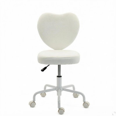 Heart Shaped Back Vanity Chair, Adjustable Height 360 Swivel Rolling Office Chair with Caster Wheels
