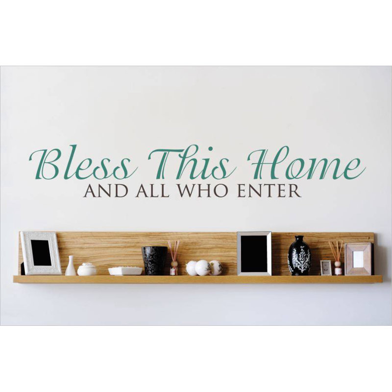 Décalcomanie murale "bless this home", Sarcelle / Noir, H 6 po x l 30 po x P 0,16 po