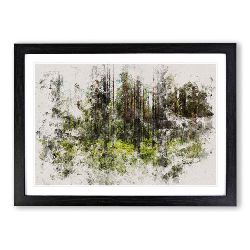 Green Forest Vol.1 - Picture Frame Graphic Art, Black Framed, 65cm H x 90cm W x 2cm D