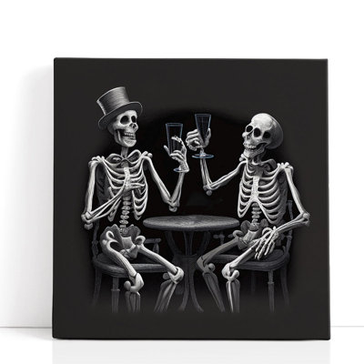 Skeleton V Black and White - Canvas Print Wall Art