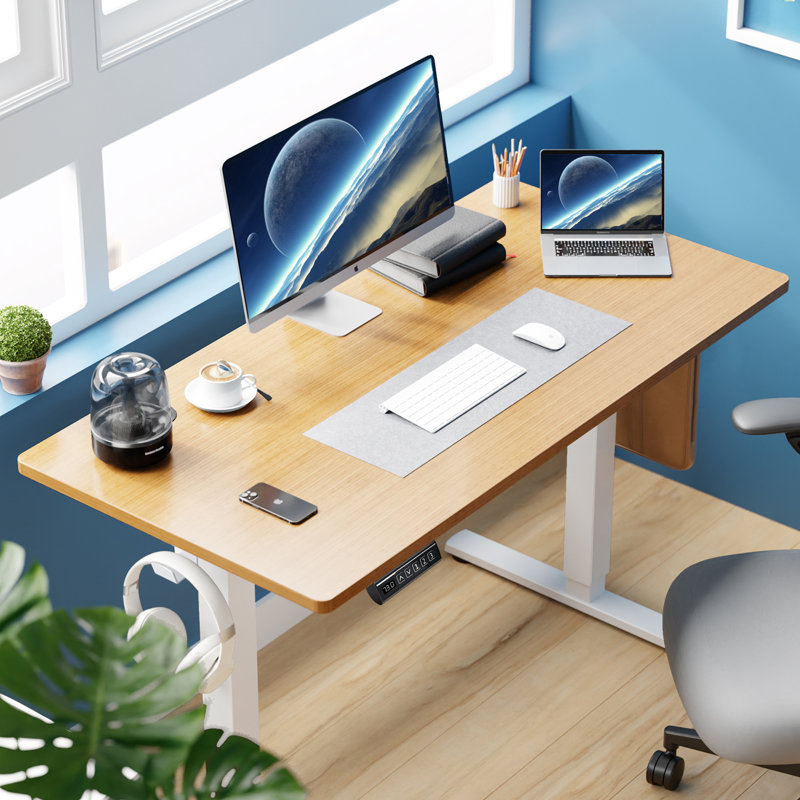 Jakyb Standing & Height-Adjustable Desks, 46.46'' H x 47.24'' W x 23.62'' D, Oak Natural/White