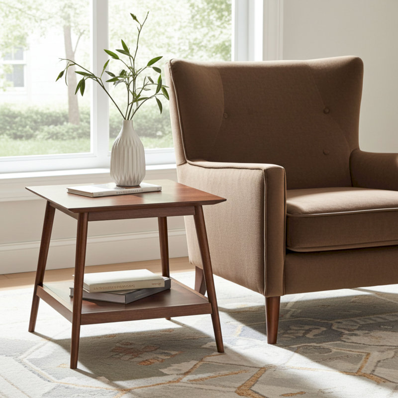 Table de bout Offerman en acacia massif, Noyer