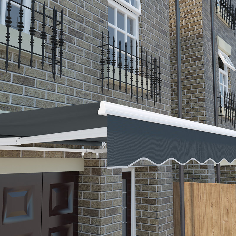 Brayden Studio 400cm W x 300cm D Polyester Cover Retractable Angle Adjustable Patio Awning Canopy, Grey