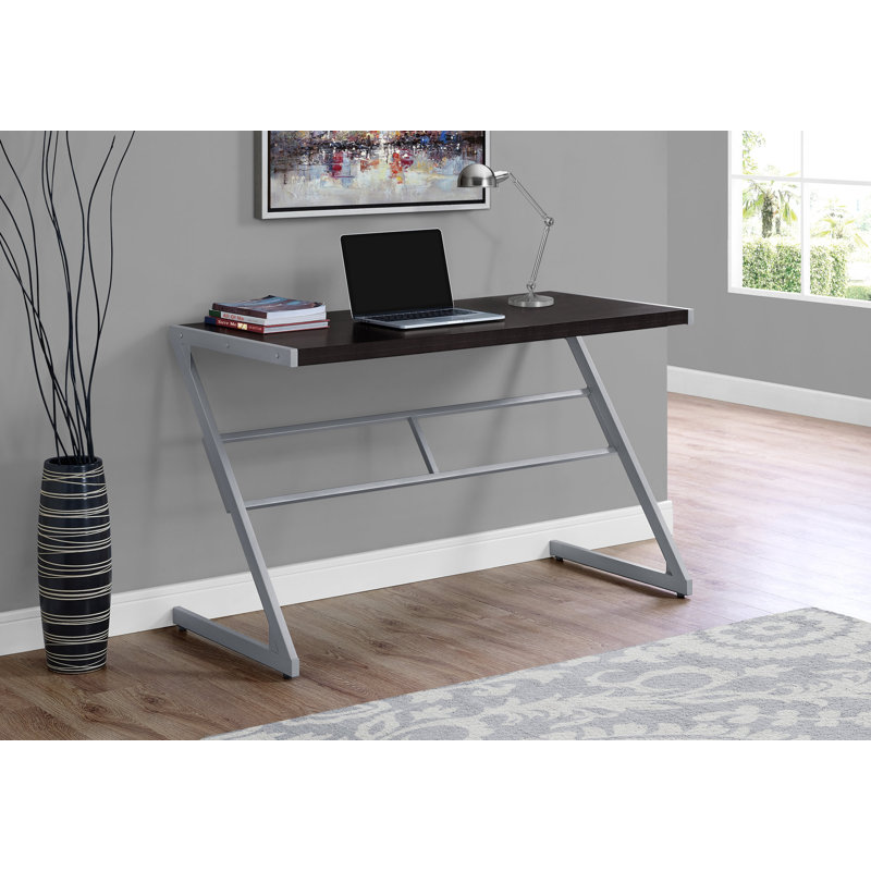 Bureau d'ordinateur, bureau personnel, ordinateur portable, L 48 po, travail, métal, stratifié, brun, gris, contemporain, moderne