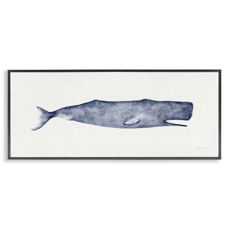Illustration classique d'aquarelle sur baleine par Stephanie Workman Marrott, Giclée encadrée noir minuit, H 10 po x l 24 po
