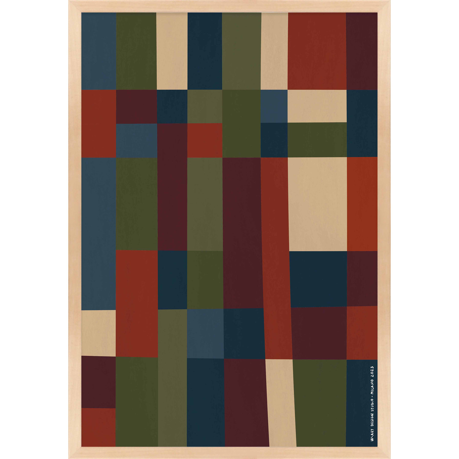 Fragmented Spectrum 5 Print by Romina Gadler, Maple Framed, 25" H x 17.5" W