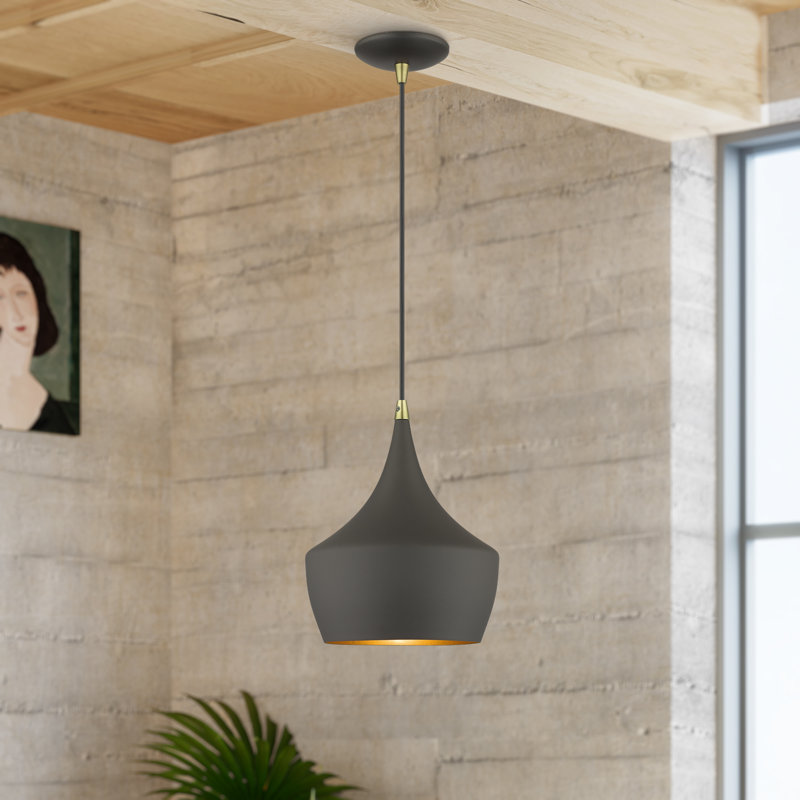 Luminaire suspendu en métal 1 lumière Schultz l 9,5 po, Bronze