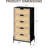 Rattan 5 Drawer Dresser, Large Natural Wood Chest of Drawers with Oak Finish, Boho Bedroom Storage Cabinet for Clothes and Accessories, Black and Oak-842394210