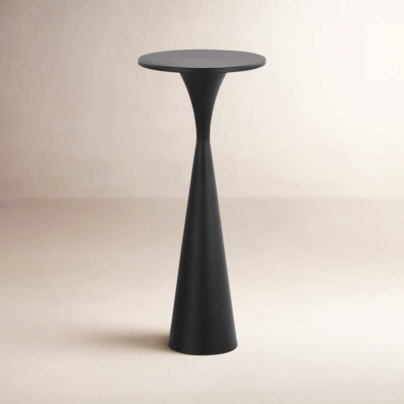 Raffaella 22" H x 9.5" W Round Metal Pedestal Side Table , Black