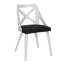 Ensemble de salle à manger 5 pièces rond en bois blanc et acier avec chaises en tissu gris anthracite, style contemporain