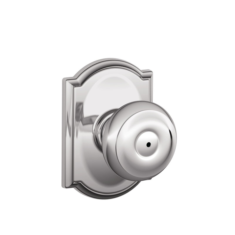 Georgian Privacy Knob with Camelot Trim, Bright Chrome