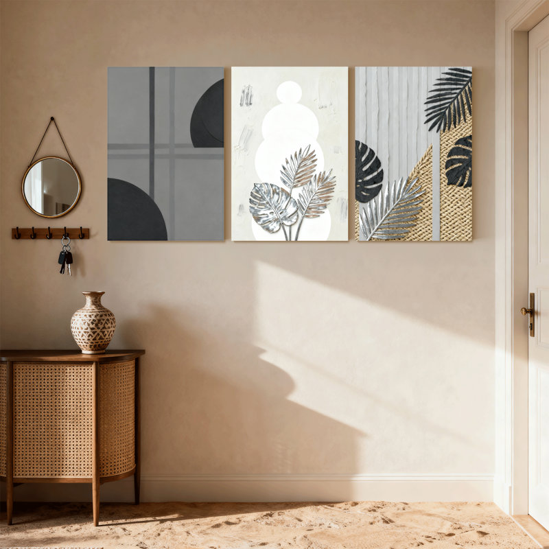 «Boho Contemporary», ensemble de 3 reproductions d'art sur toile, H 30 po x l 60 po