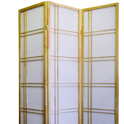 Paravent 70 po de hauteur 3 avec une finition naturelle, ajoute du caractère à la pièce, fait de pin, sections articulées pour la gestion de l'espace, multicolore, profondeur de 50 po, largeur de 6 po, hauteur, cloison de 13 po de hauteur - bois, tendance