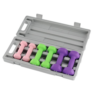 Neoprene Dumbbell Set for Women & Kids - Light Dumbbell Set (1/2/3, 2/3/5, 3/5/8, 5/10/15 LB) with Storage Plastic Case, Packed In Pairs, Set of Small Weights for Home, Living Room, Bedroom
