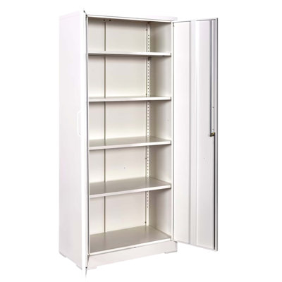 Heavy-Duty Metal Storage Cabinet With 4 Adjustable Shelves And Locking Doors, Ideal For Garage And Office Organization