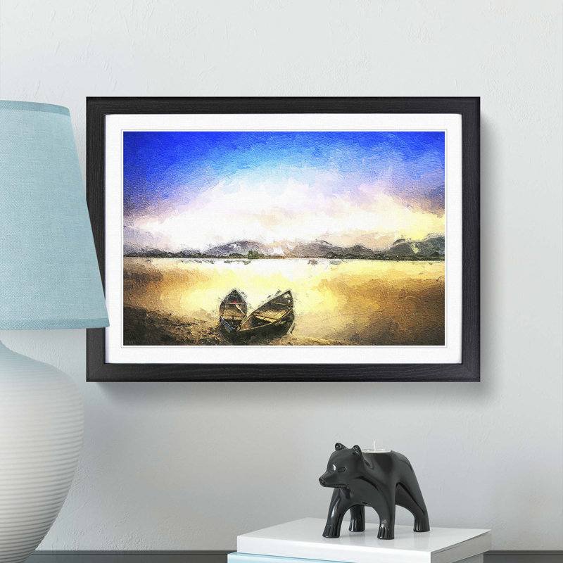 Two Boats - Framed Print, 48cm H x 65cm W x 2cm D, Black Framed