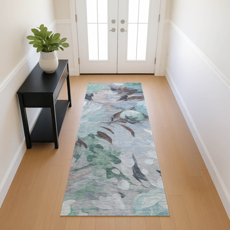 Machine Washable Indoor/Outdoor Jenning ACN2264 Floral Rug, Runner 2'3" x 7'6"