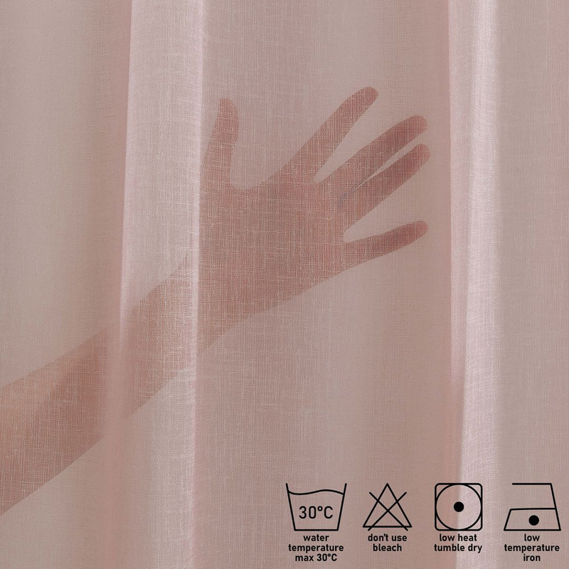 Solid Colour Kitchen Curtain, Pink, 100 W x 60 D cm
