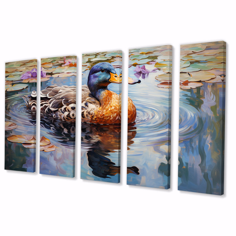 «Duck At The Pond III, 5 pièces», 5 pièces, H 32 po x l 80 po