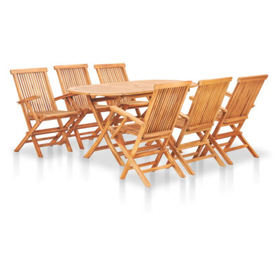 Pavonea 6 - Person Teak Wood Patio Dining Set with Rectangular Table