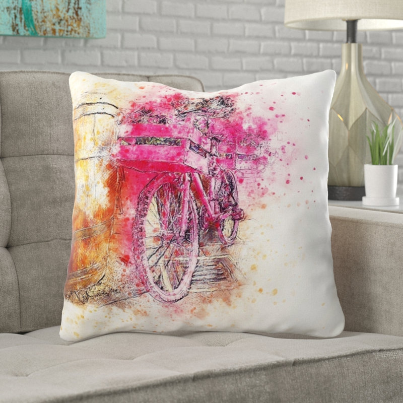 Comerfo Bicycle Throw Pillow, Microsuede, Indoor 