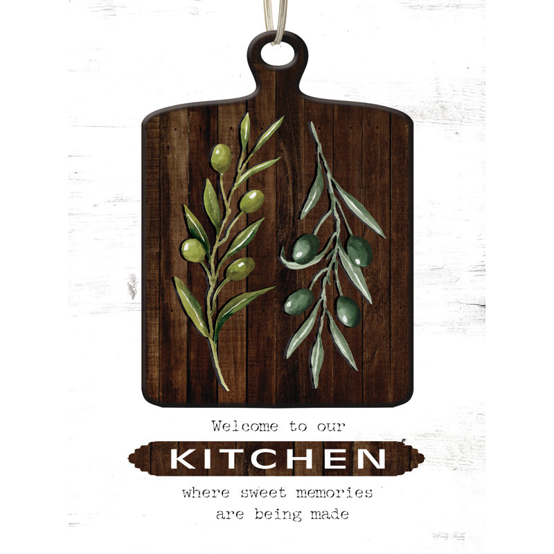 «Welcome To Our Kitchen On Canvas» par Cindy Jacobs, art textuel, H 18 po x l 12 po