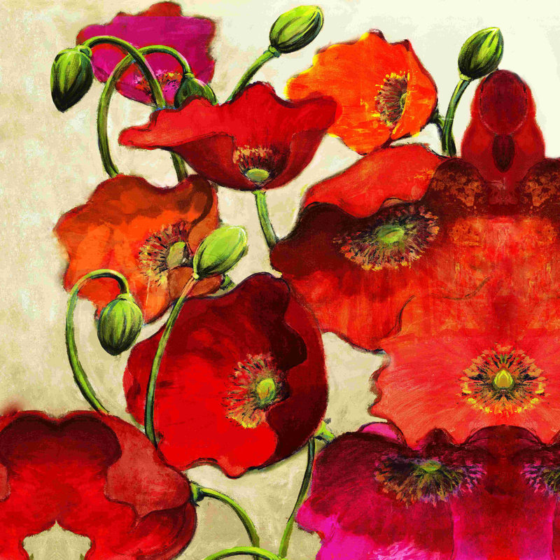 Coquelicots avec un éclat, H 12 po x l 12 po