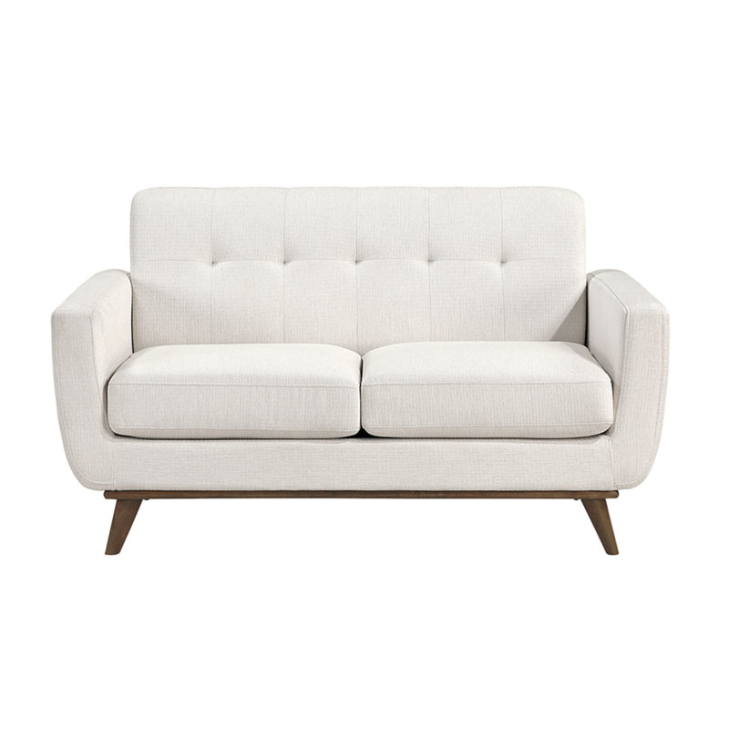 Causeuse contemporaine à dossier capitonné beige avec dossier rembourré et confortable, pieds en bois massif, meubles de salon, 1 pièce