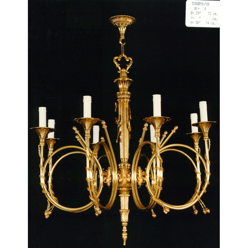 Deans 8 - Light Candle Style Chandelier, Antique Silver