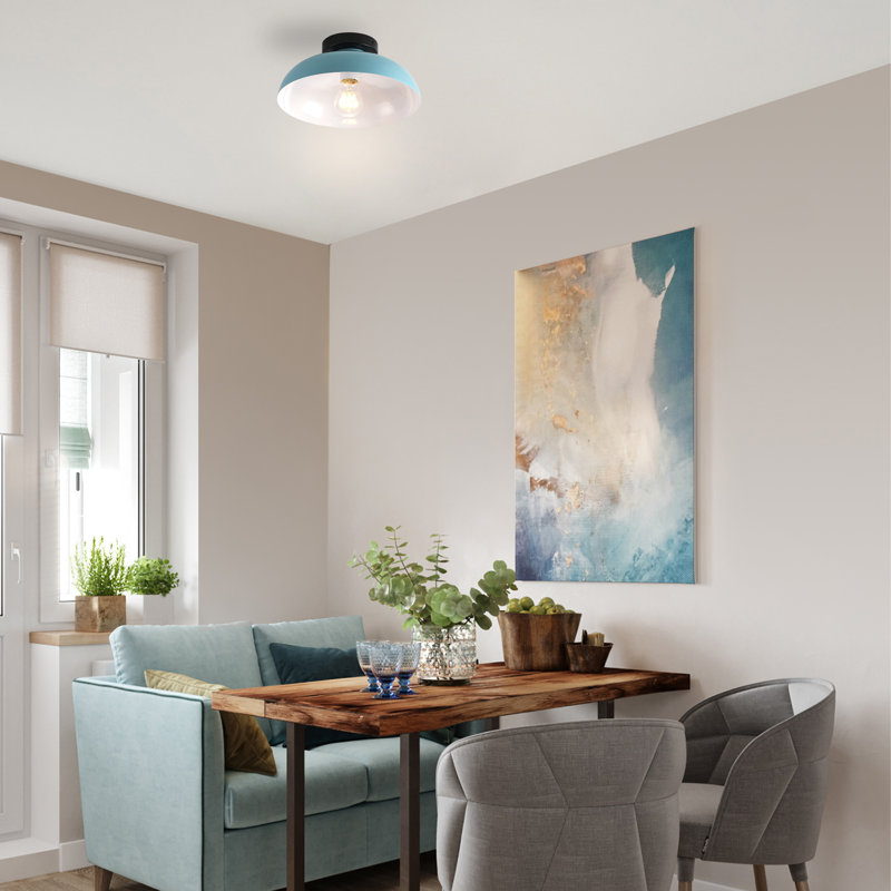 Plafonnier semi-encastré 1 lumière, Bleu clair